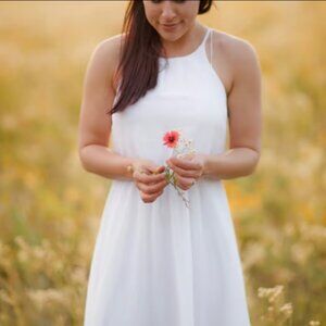 Blue Rain White Dress
